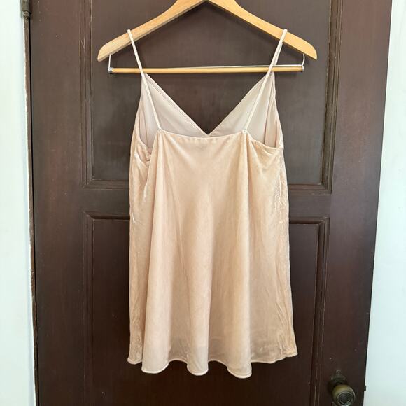 THEORY | Blush Pink Silk Blend Velvet V Neck Swing Camisole | Medium - Picture 3 of 7